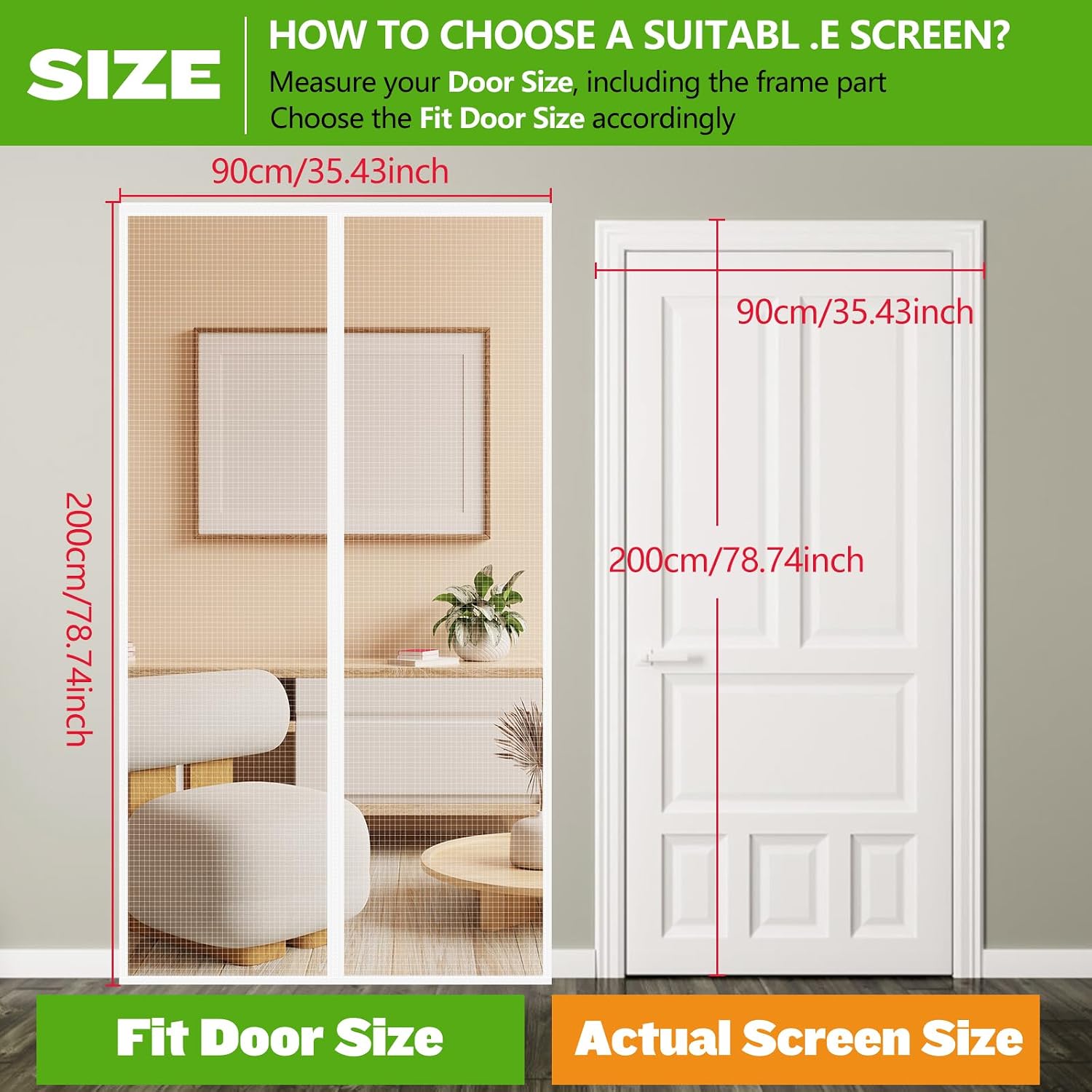 Detalle 2 de Flintronic Magnetic Fly Screen Door 90x200cm – Heavy Duty Mesh Curtain with Magnetic Closure