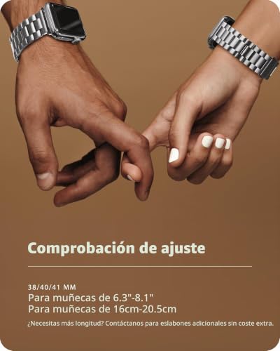 Detalle 1 de Fullmosa correa metálica para Apple Watch de 38, 40 y 41 mm, acero inoxidable