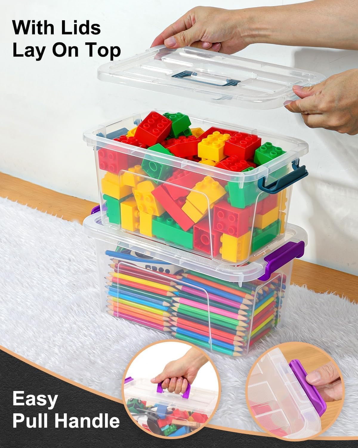 Detalle de NUMIFUN Plastic Storage Bins, 7-Quart