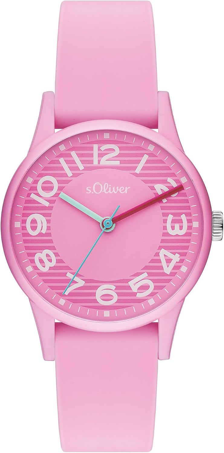 Detalle de s.Oliver Armbanduhr mit Silikonband, 33 mm – Unisex (Analog, Quarz)