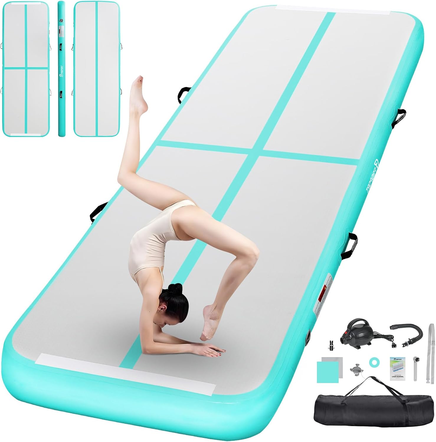 Detalle de FBSPORT rtauo101703 Inflatable Gymnastics Mat, 118" x 39" PVC Training Track