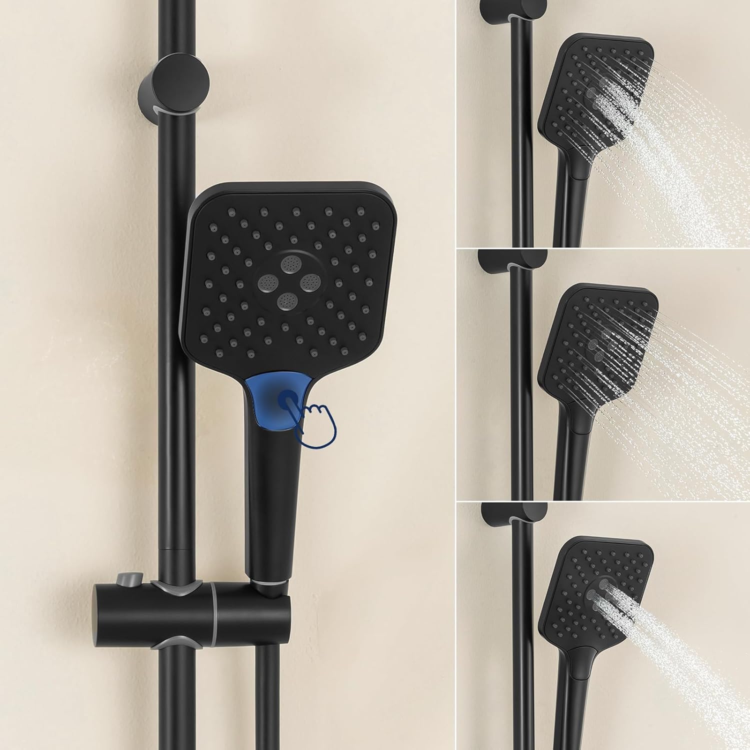 Detalle de Auralum Saliscendi Doccia in Acciaio Inox 70 cm con Soffione Multifunzione e Tubo 150 cm