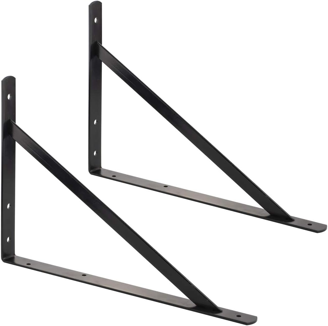 Detalle de Amazon Basics AB5502 – czarne wsporniki półek ze stali, 50,8 × 33 cm, 10 szt.