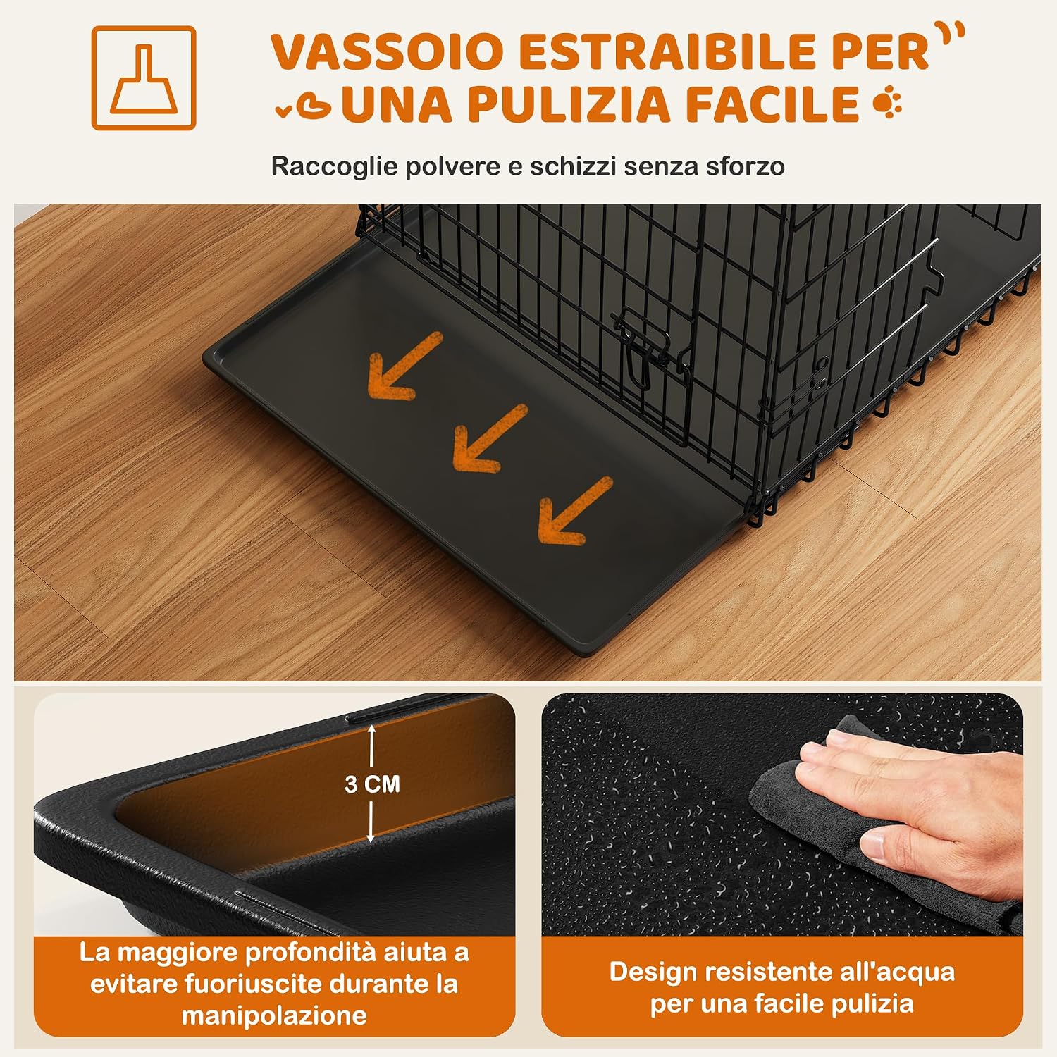 Thumbnail 5 de Yaheetech Gabbia Pieghevole 122,5×73×80 cm Nero