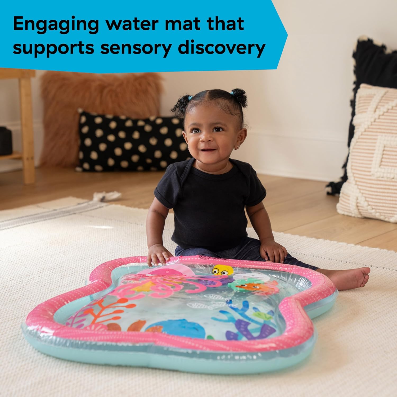Detalle de Baby Einstein Tapis d'eau Ocean Explorers Jiggling Janet – Tapis d’éveil 6 créatures marines, 0–36 mois, rose