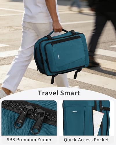 Thumbnail 6 de ECOHUB Mochila de cabina para avión 40x30x20 Ryanair, 24L y 13 compartimentos (azul/verde) reciclada