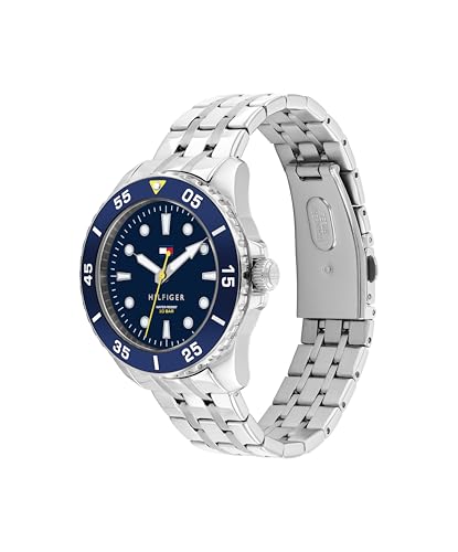 Detalle 2 de Tommy Hilfiger Orologio con Movimento al Quarzo a Tre Lancette per i Giovani, cinturino in acciaio inox argentato – 1720049, Dark Blue