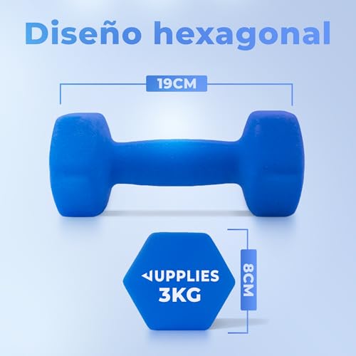 Thumbnail 2 de JUPPLIES Juego de Pesas y Mancuernas de Neopreno (1 kg a 10 kg): Antideslizantes y Estables para Casa o Gimnasio