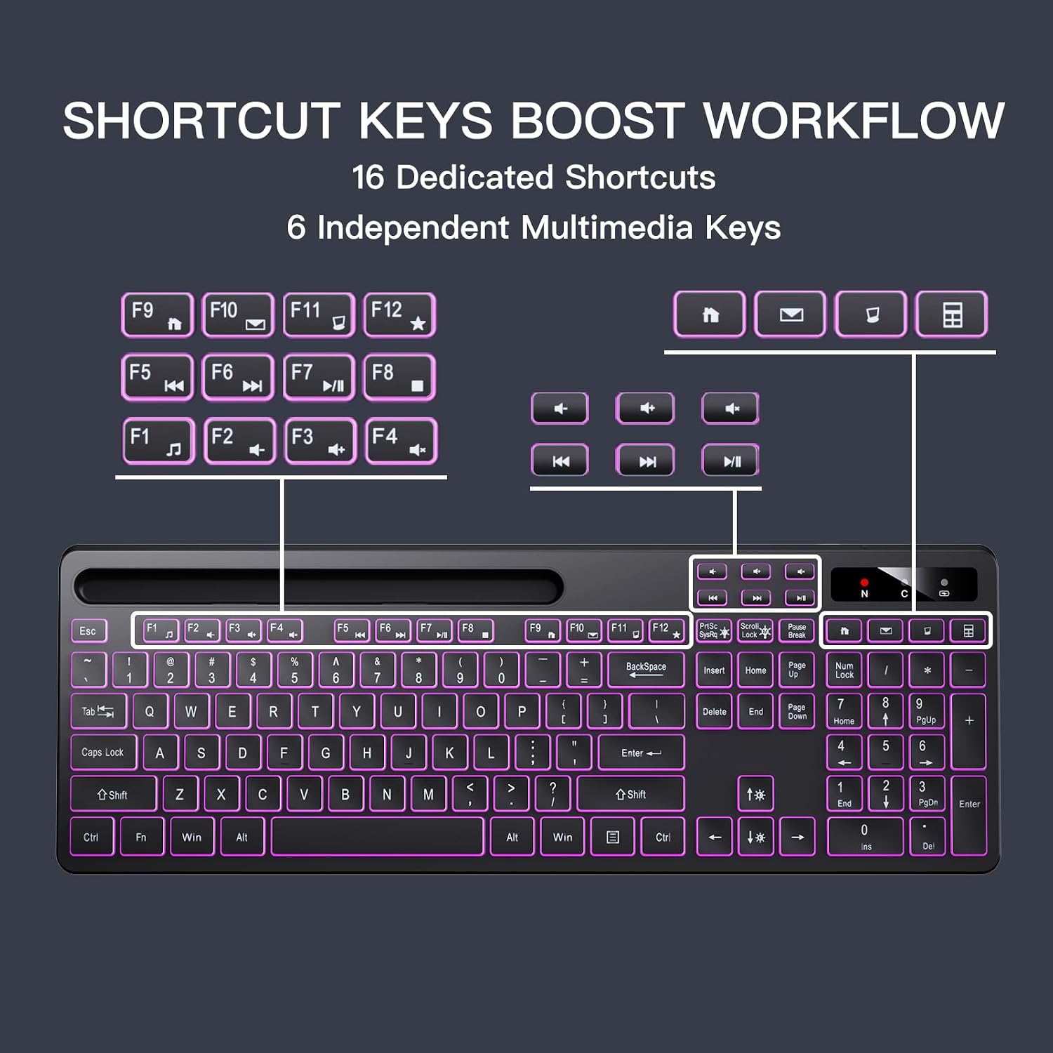 Thumbnail 4 de Soueto Wireless Keyboard 1500mAh RGB Backlit