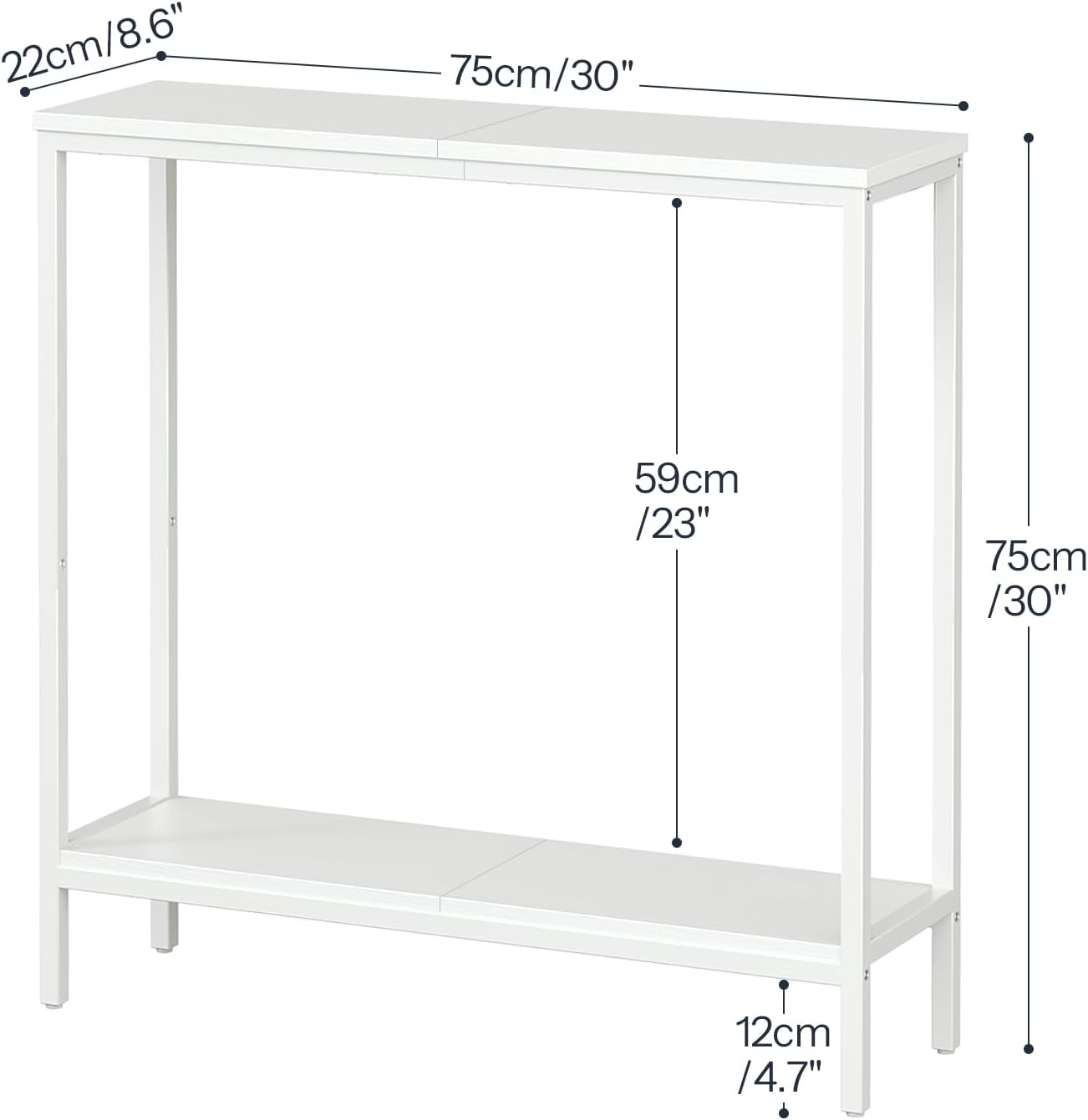 Detalle de HOOBRO Table Console étroite avec étagère – 75 x 22 x 75 cm, blanc EWW22XG01
