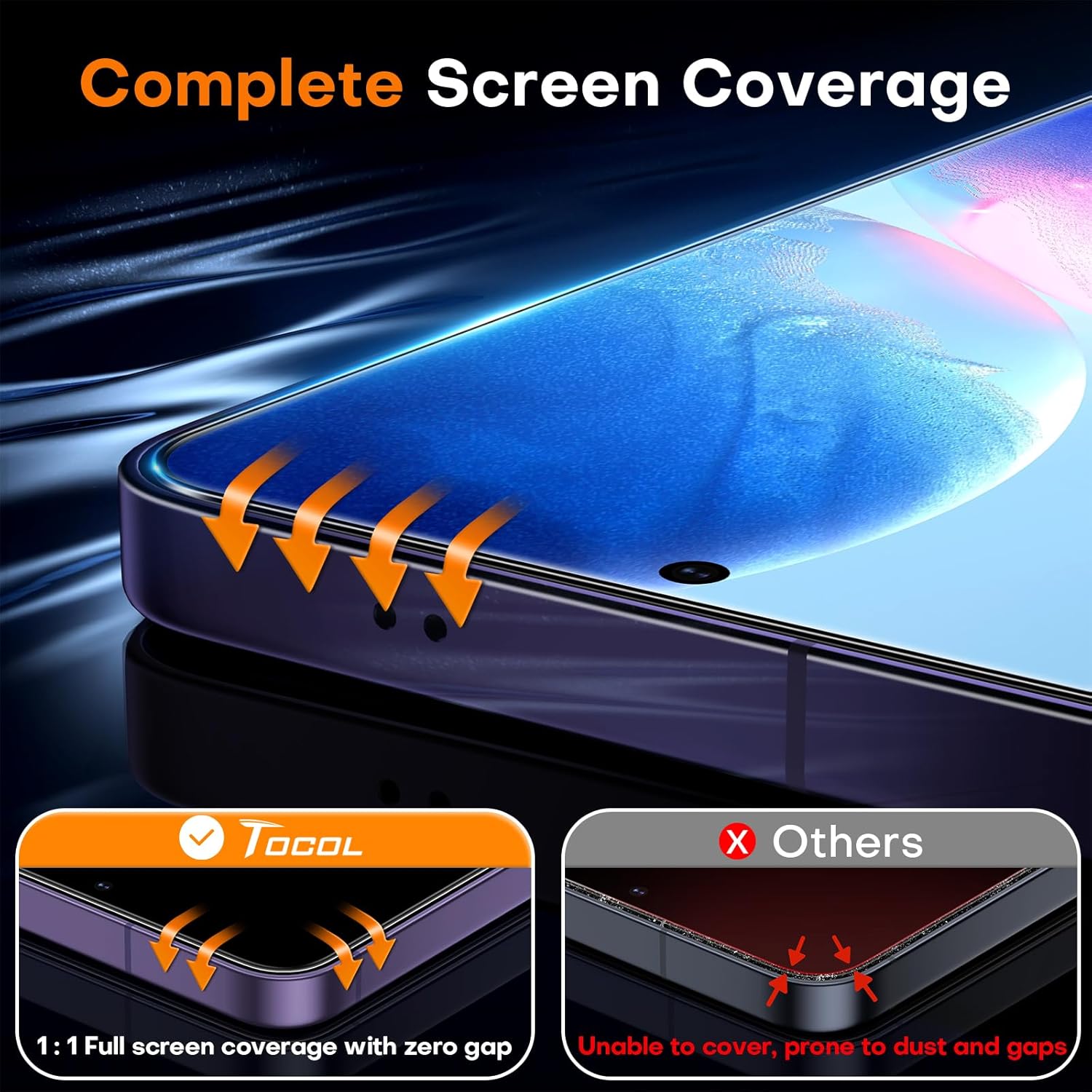 Thumbnail 4 de TOCOL 2 Pack Privacy Screen Protector for Samsung Galaxy S24 (6.2-inch) – Anti-spy Tempered Glass with Easy Auto Installation