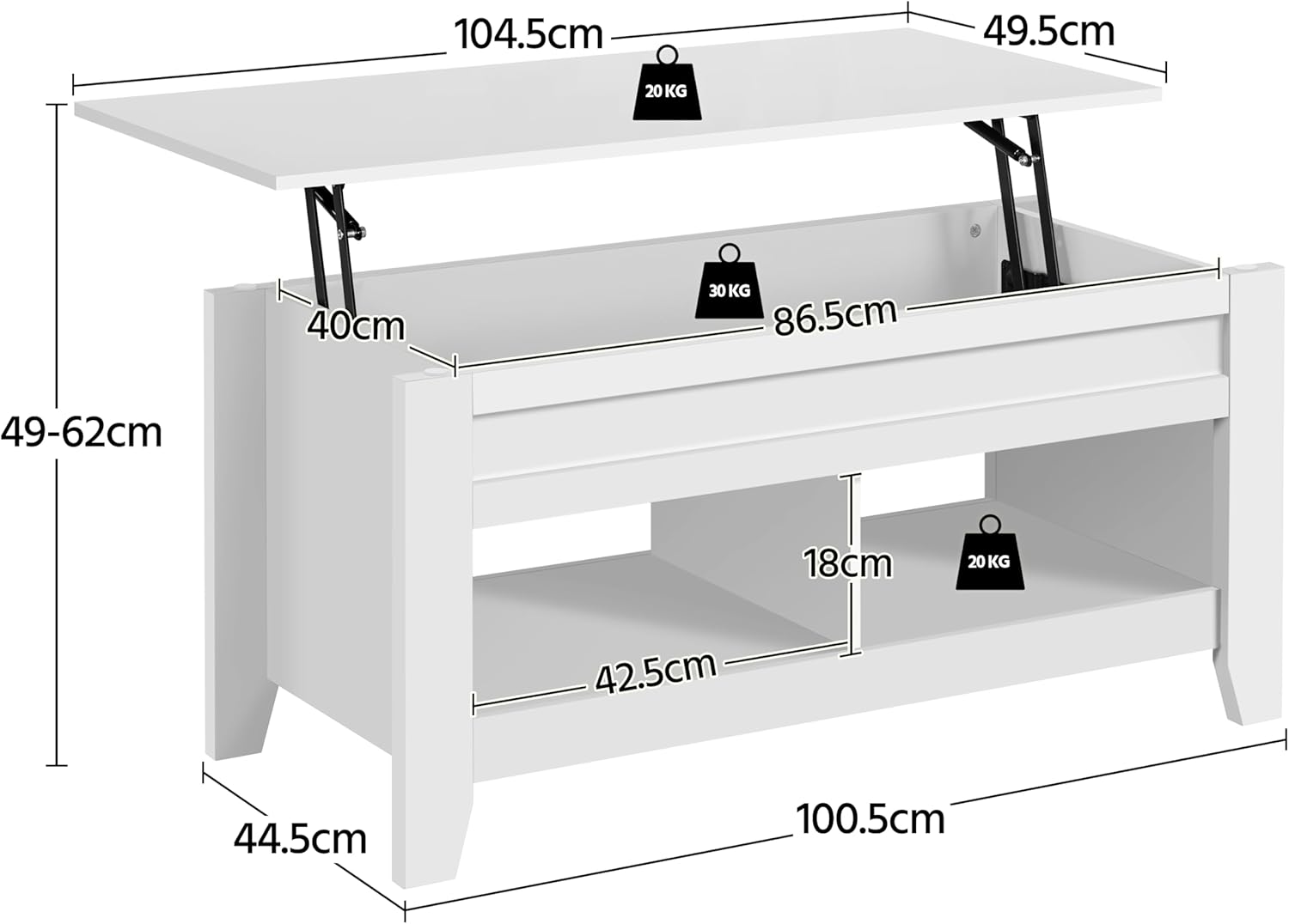 Detalle de Yaheetech Mesa Centro Elevable de Madera