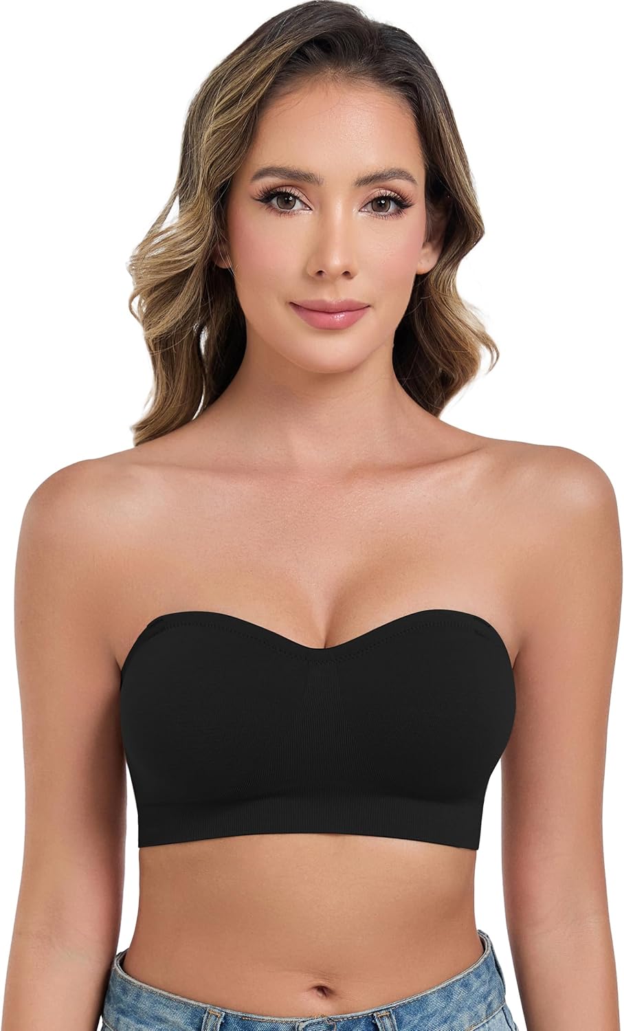 Thumbnail 1 de ANGOOL Strapless Wirefree Bandeau Bra with Silicone Non-Slip Grip (Tube Top, Padded)