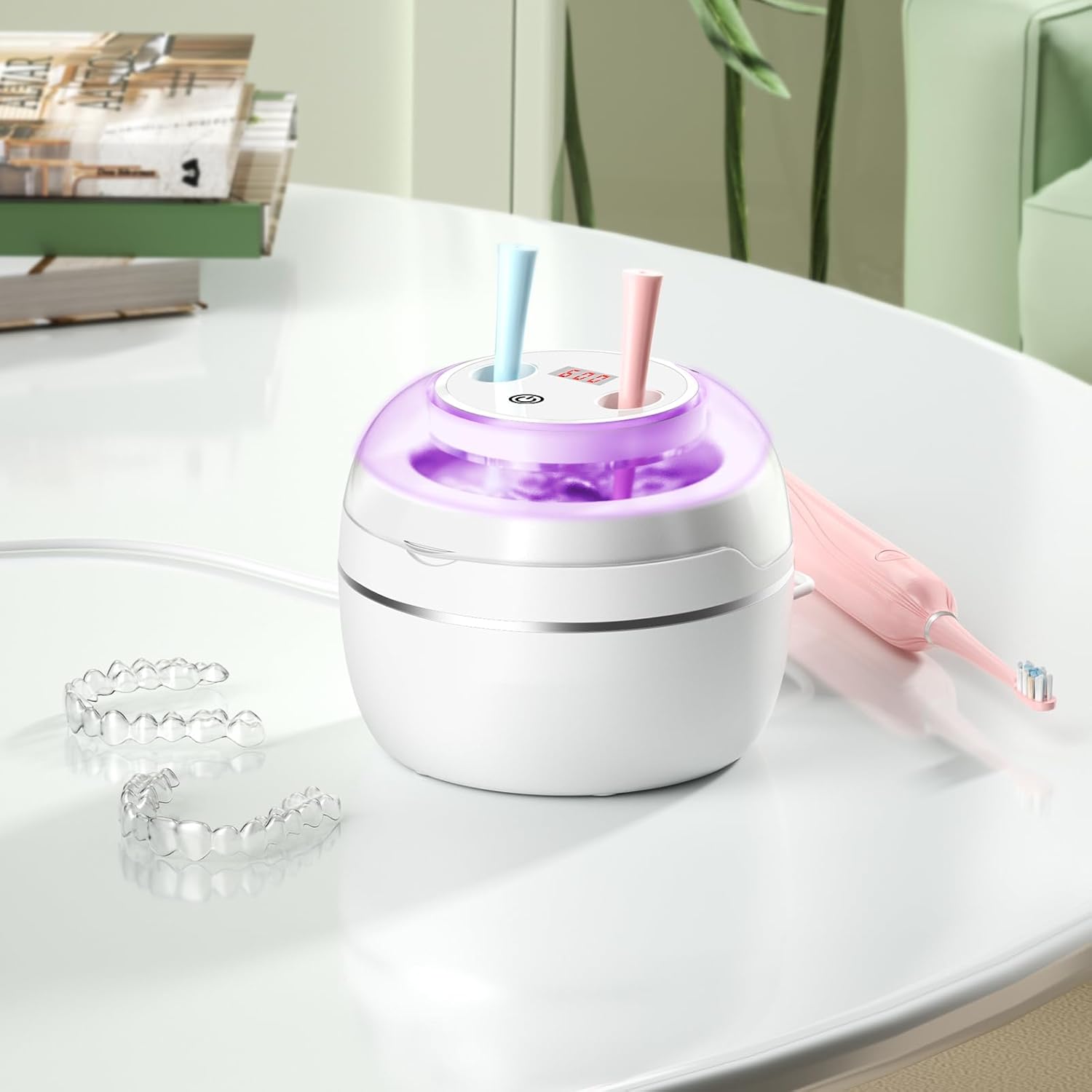 Detalle de LVYOUIF Pulitore Ultrasuoni 50000Hz con UV e 4 Modalità – pulizia profonda per protesi, gioielli e accessori, 250 ml