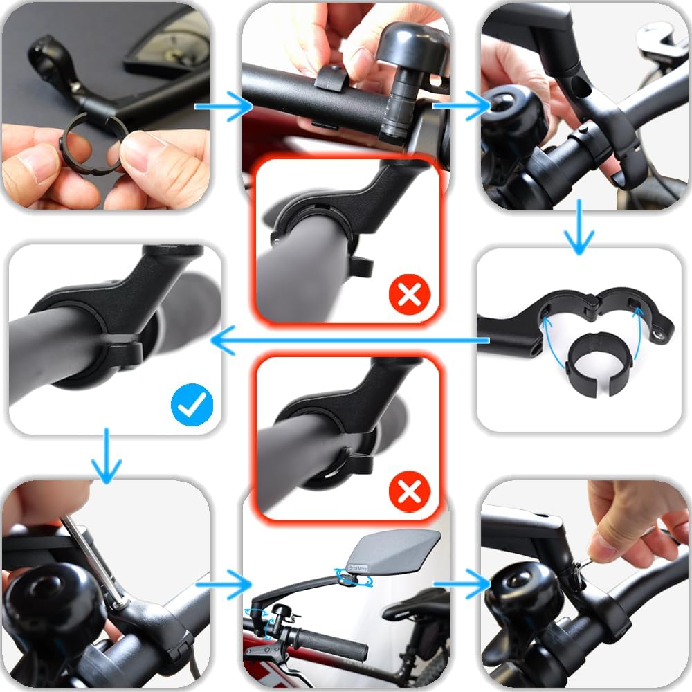 Thumbnail 6 de BriskMore Handlebar Bike Mirror – Crystal Clear 360° Adjustable HD Glass, 13" Arm, Shatterproof Convex Lens