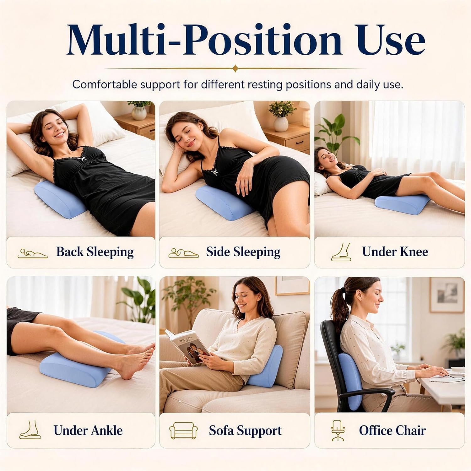 Detalle de Hydomi lumbar support pillow for bed relief back pain – memory foam waist bolster for side, back & stomach sleepers