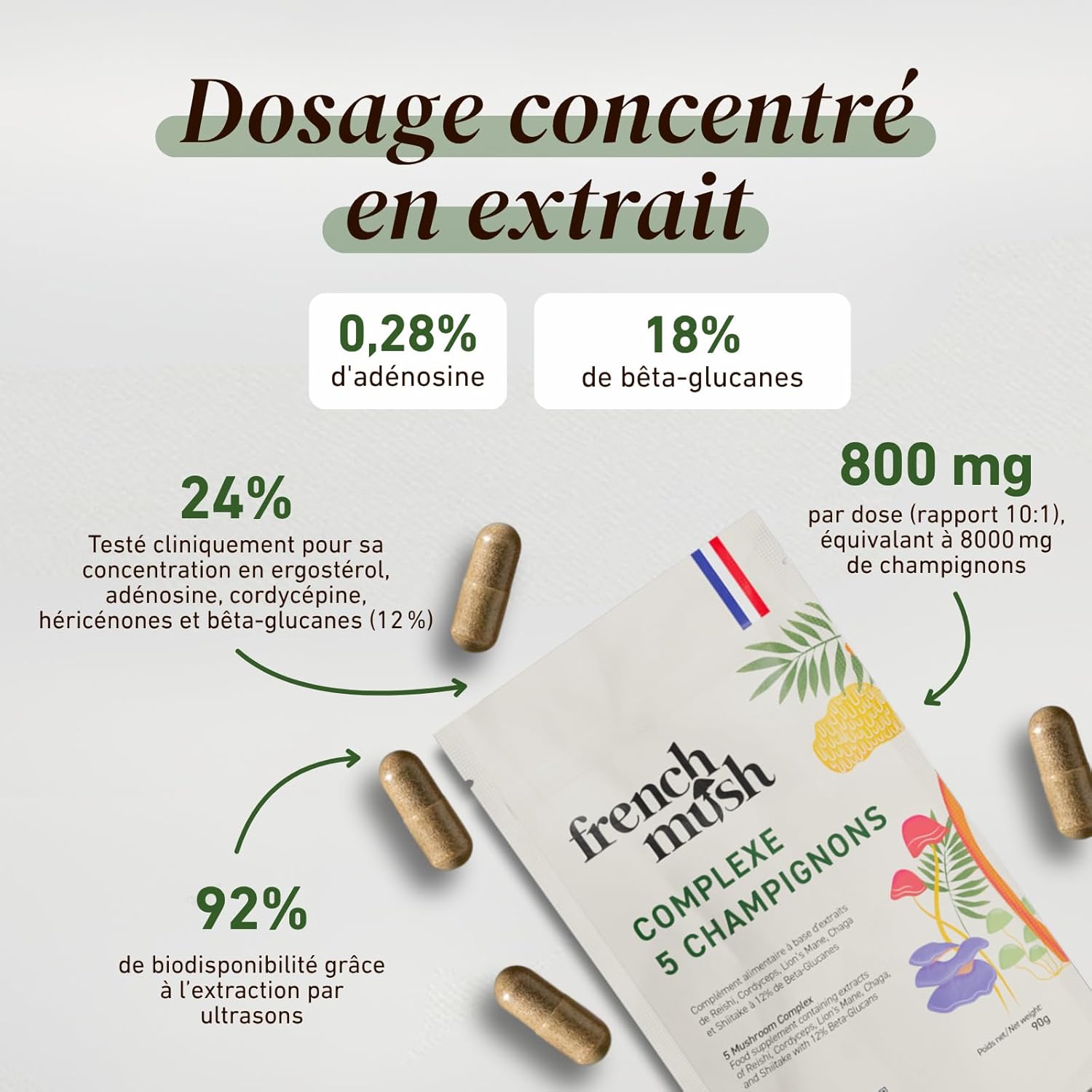 Thumbnail 1 de French Mush Complexe 5 Champignons Bio Grand Format – 168 Gélules Vegan