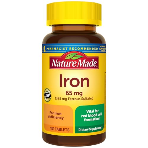 Detalle de Nature Made Iron 65 mg (325 mg Ferrous Sulfate) Tablets – 180-Count Bottle