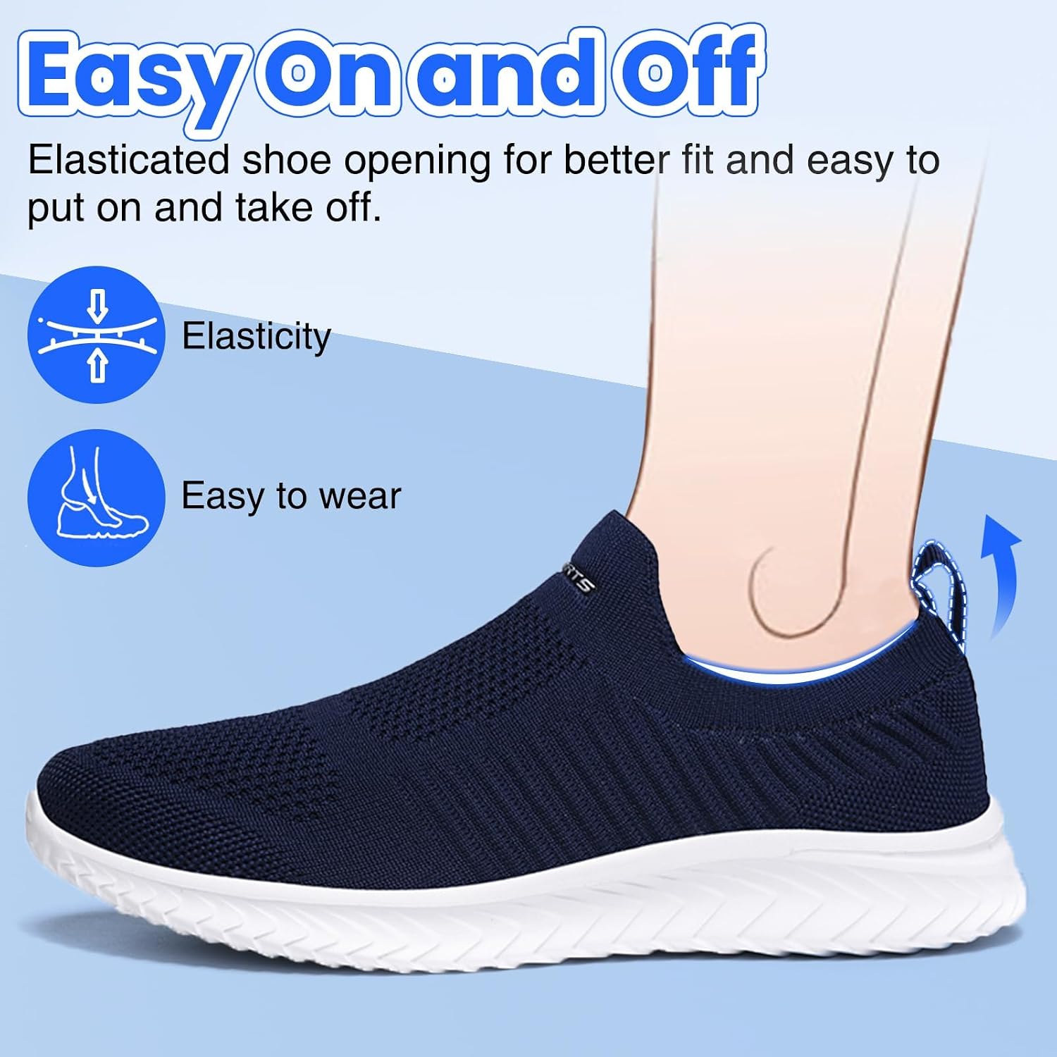 Thumbnail 3 de Chaussures de sport slip-on respirantes unisex Basket Femme Homme — légères pour running, fitness et marche