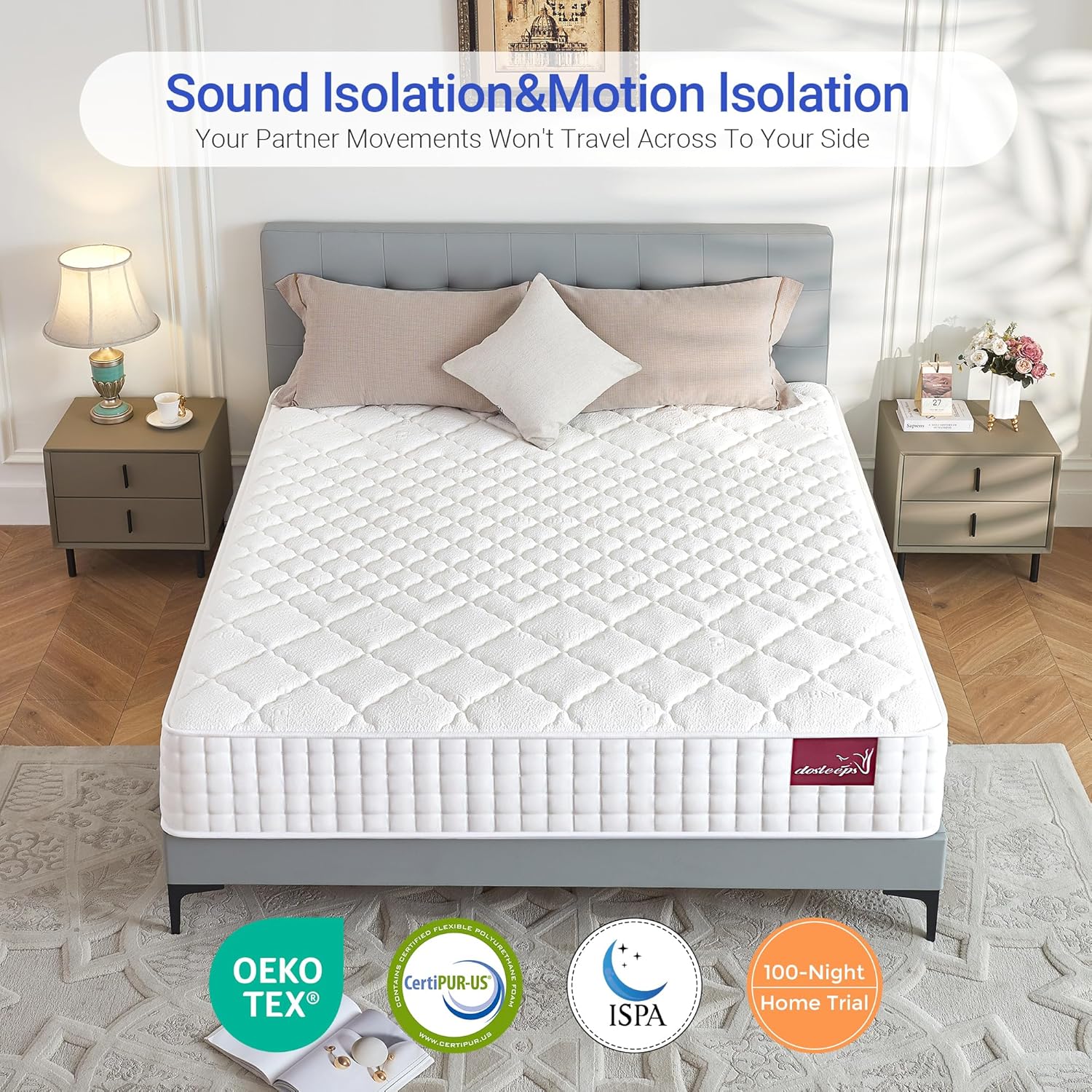 Thumbnail 4 de dosleeps King Size 10" Memory Foam & Pocket Sprung Mattress 150x200cm