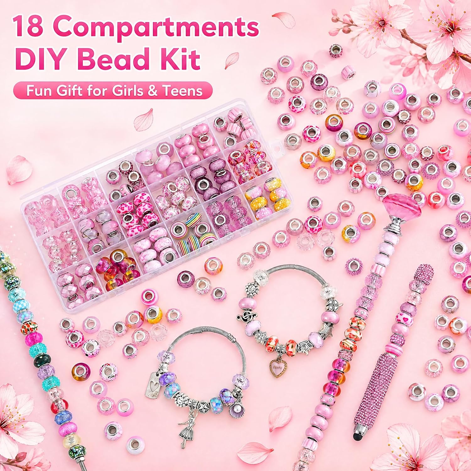 Detalle de VICTLOV Large-Hole Spacer Beads, 220-Piece Kit
