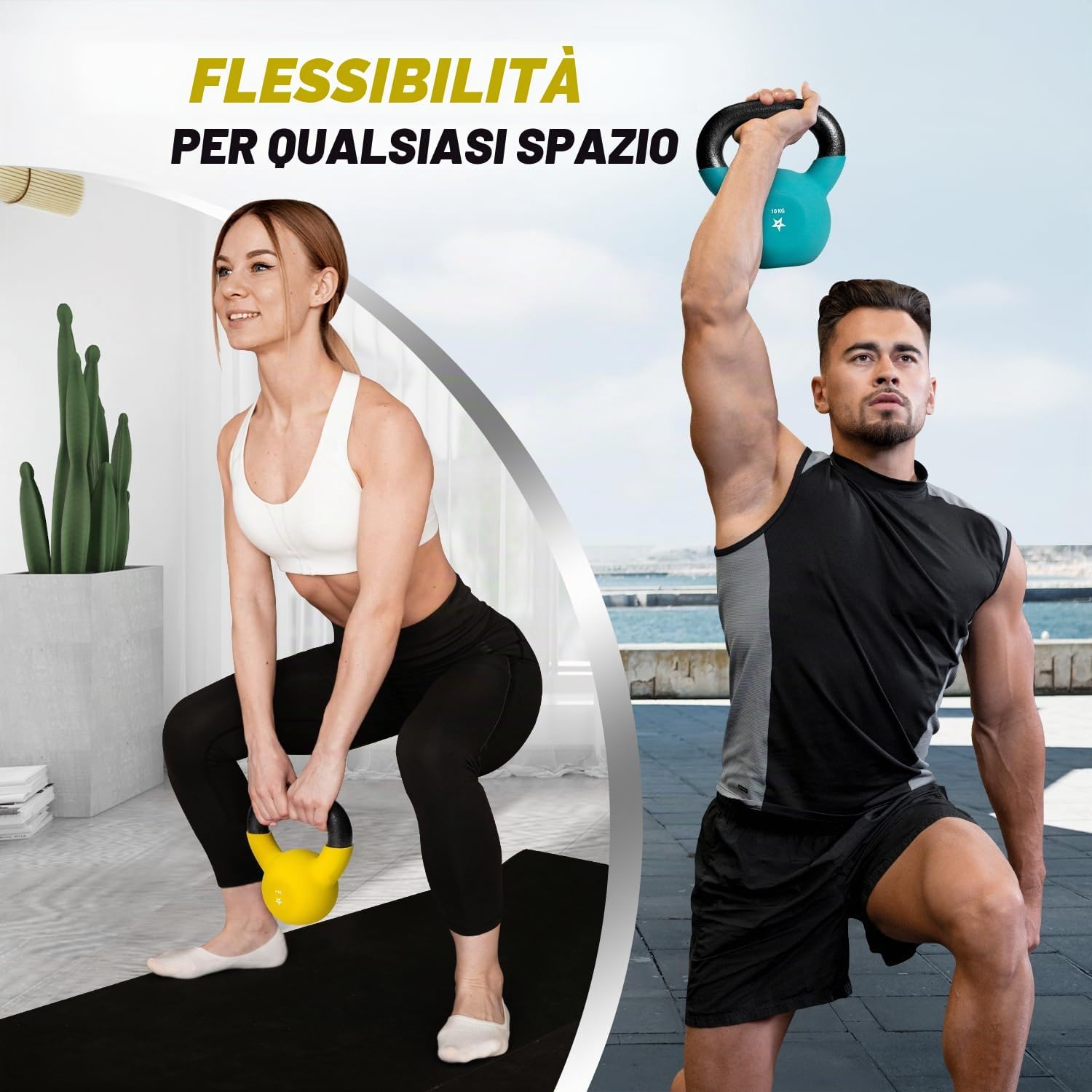 Detalle de Yes4All kettlebell in ghisa 2–20 kg con rivestimento in neoprene (multicolore)