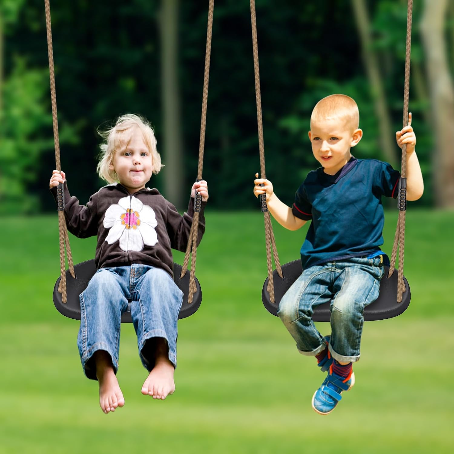 Thumbnail 6 de BeneLabel 2er Schaukel – breite Kinderschaukel für Indoor/Outdoor, verstellbares Seil 150–200 cm, Tragkraft bis 272 kg