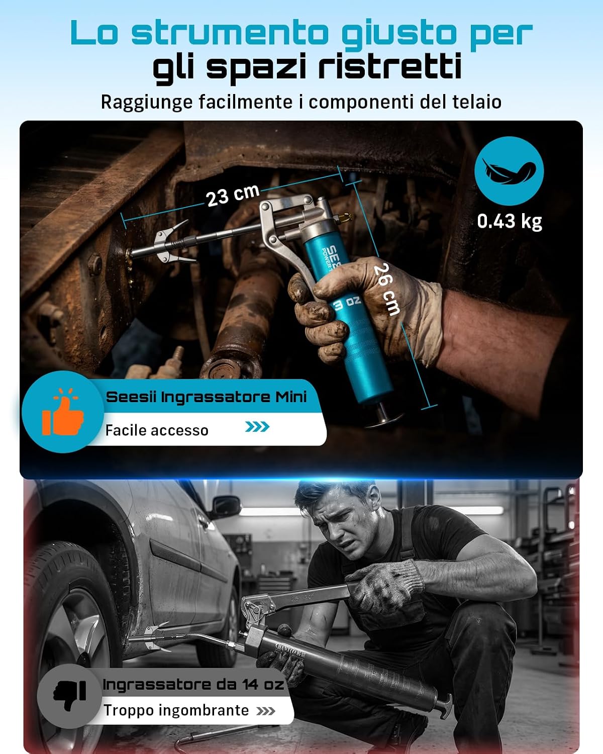 Thumbnail 1 de Seesii Mini Ingrassatore Manuale 85g – Kit 4000 PSI con Pistola e Accessori per Motori, Auto e Nautica