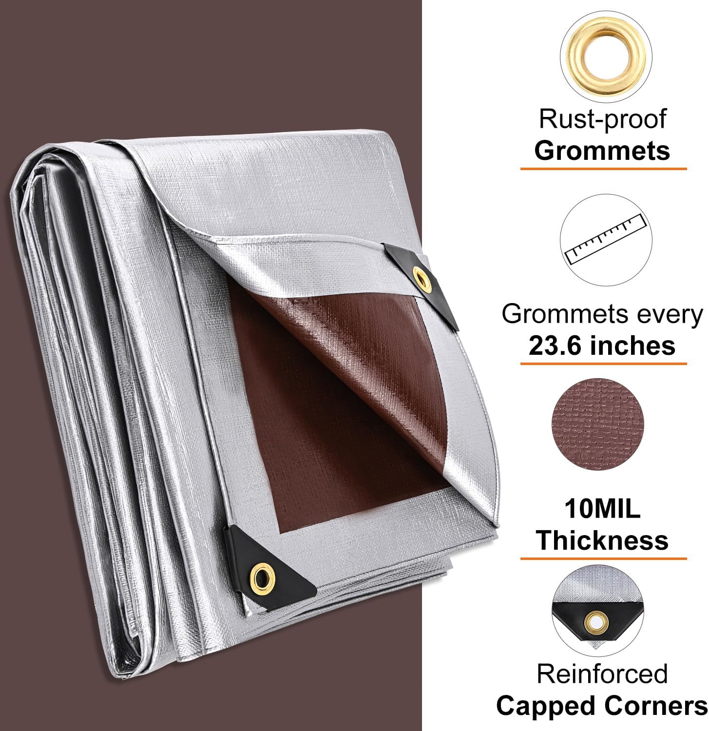 Thumbnail 1 de Patiobay 10x12 ft Waterproof Tarp (10 Mil) with Grommets, UV-Resistant Heavy-Duty Poly Tarp