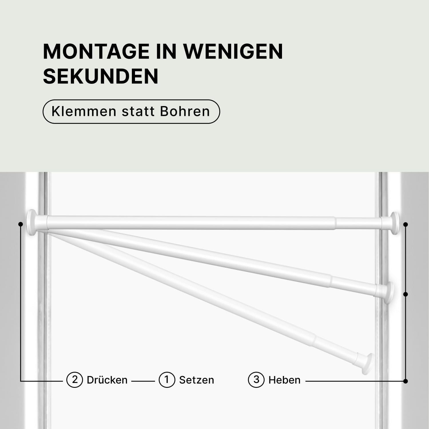 Thumbnail 1 de MEISENBERG Gardinenstange ohne Bohren Weiß 25 mm