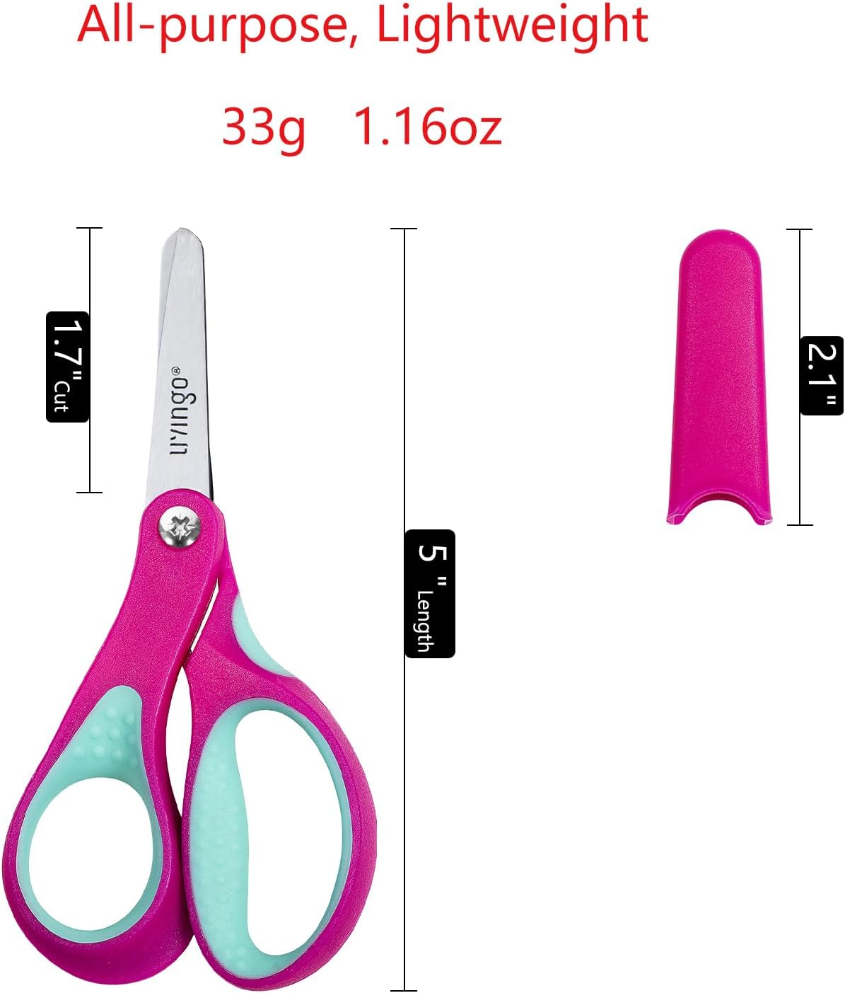 Thumbnail 3 de LIVINGO Forbici per mancini per bambini – 3 pezzi, punta smussata, impugnatura comoda, 12,7 cm