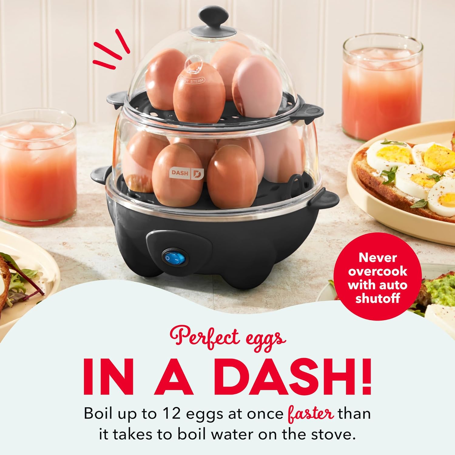 Thumbnail 2 de Dash Deluxe Egg Cooker - Boiler, Poacher & Steamer (12 Eggs) in Black