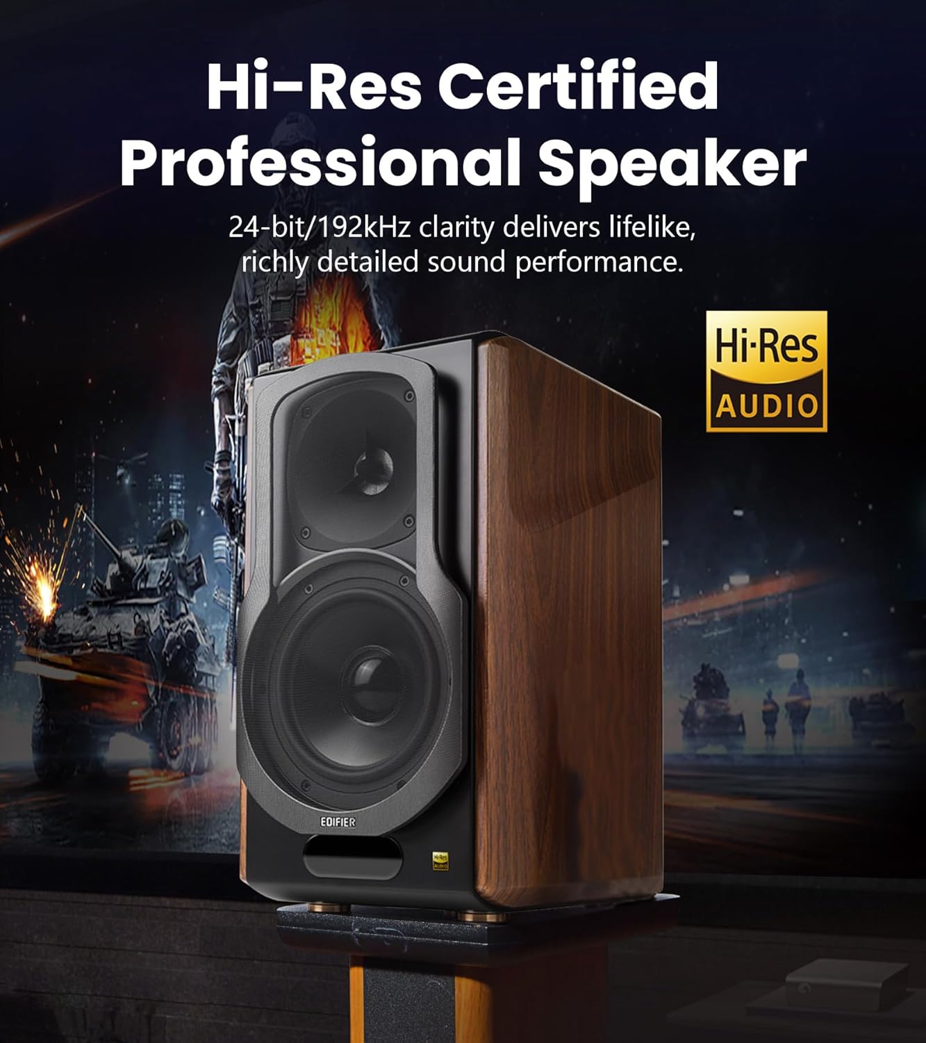 Detalle de Edifier S2000MKIII Coaxial, Bluetooth, Optical & RCA Bookshelf Speakers: Near-Field Active Tri-Amped 130W Studio Monitor