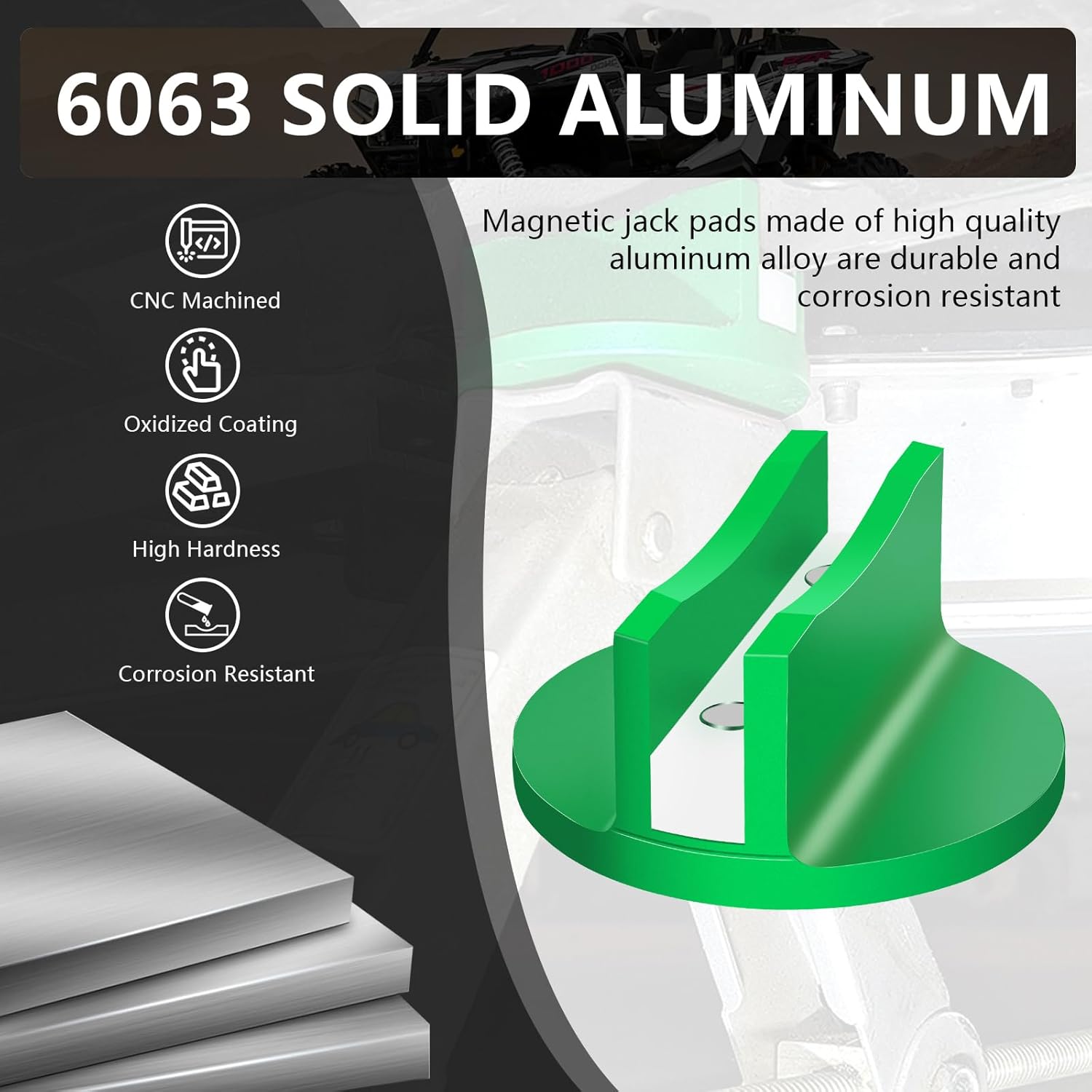 Thumbnail 3 de Chelhead Green Magnetic Frame Rail Floor Jack Pad – universal magnetic jack pad for pinch welds