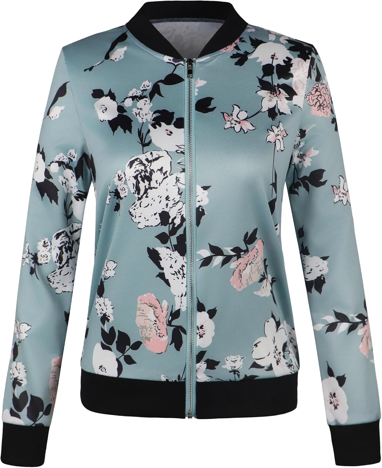 Detalle de ECOWISH Damen Bomberjacke Blumenmuster