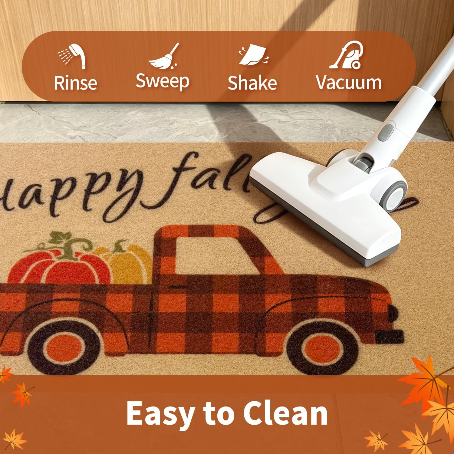 Thumbnail 4 de PKFEDR PK-DM-FBA Fall Doormat, Pumpkin Truck Print, Non-Slip, 17" x 30