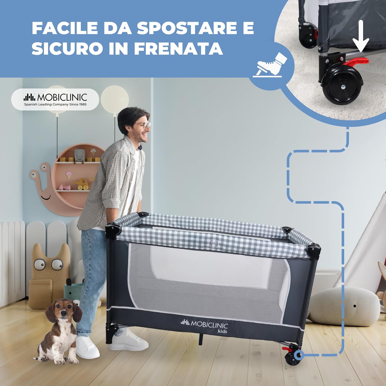 Thumbnail 5 de Mobiclinic Lettino da viaggio 3 in 1: box bambini duo livelli con fasciatoio e entrata laterale