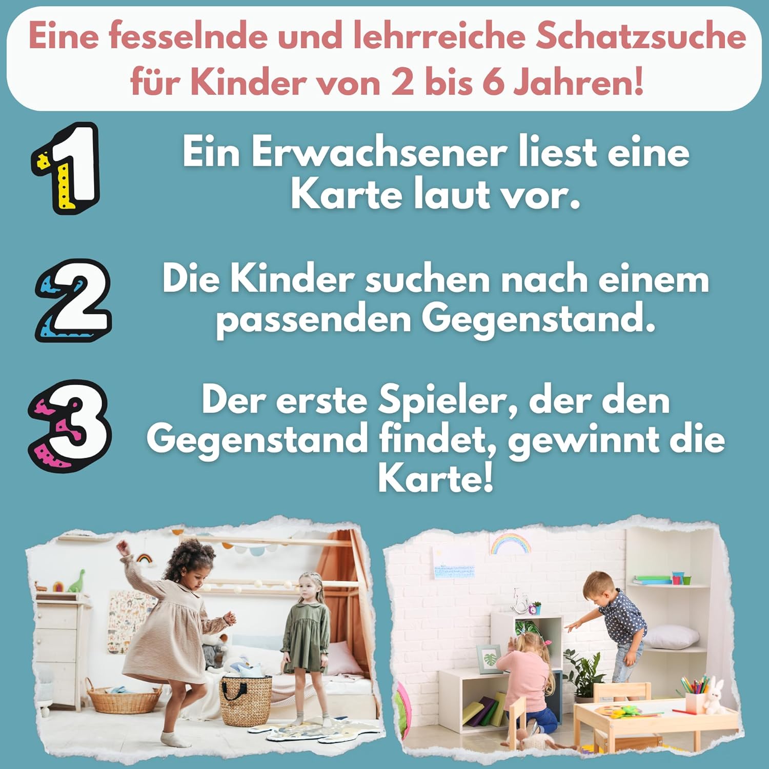Thumbnail 1 de Oh Happy Games Finde Mich! Indoor Suchspiel – Entdeckerkarten für Kinder von 2 bis 6 Jahren