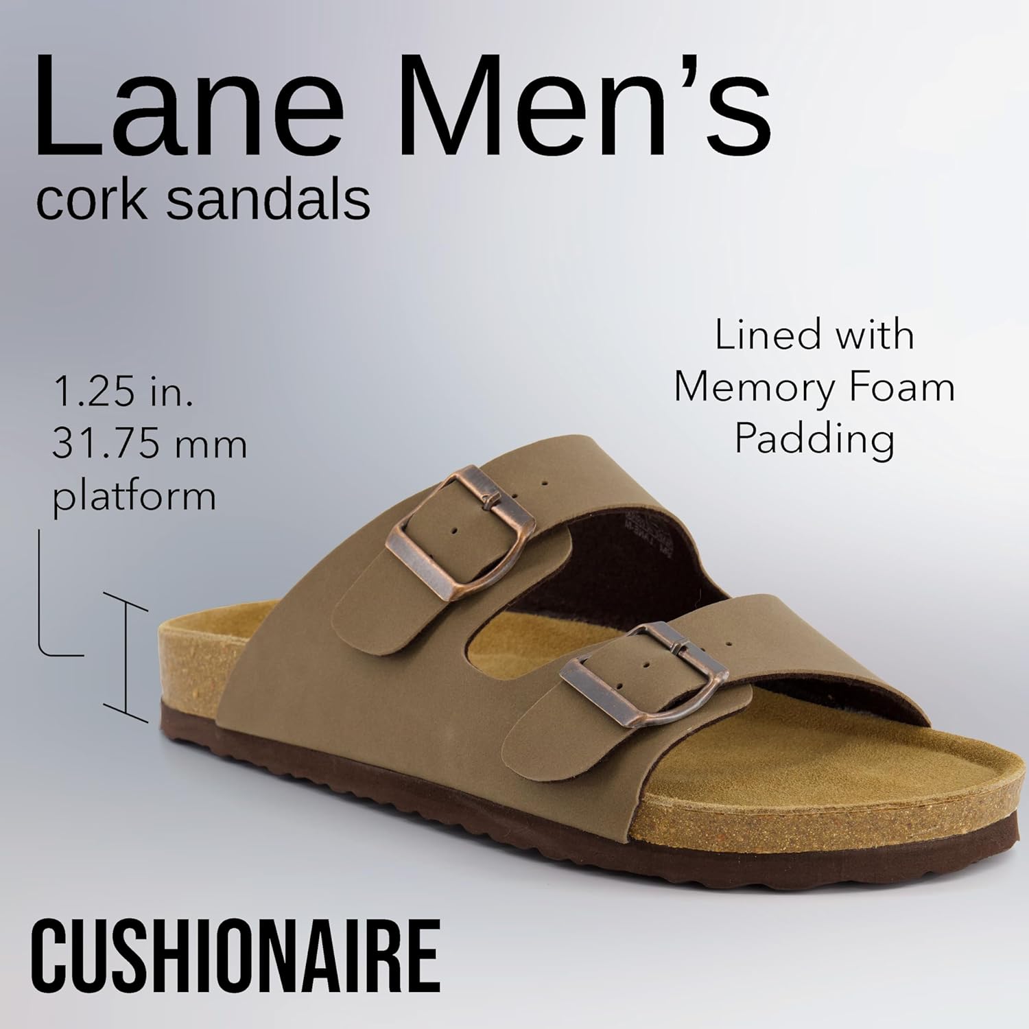 Thumbnail 3 de CUSHIONAIRE Lane Cork Footbed Men’s Sandals 👞