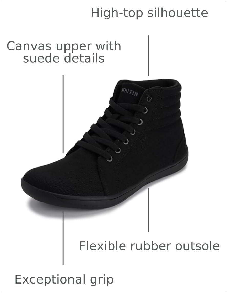 Detalle de WHITIN Women’s Wide High-Top Canvas Barefoot Sneakers with Zero Drop Sole
