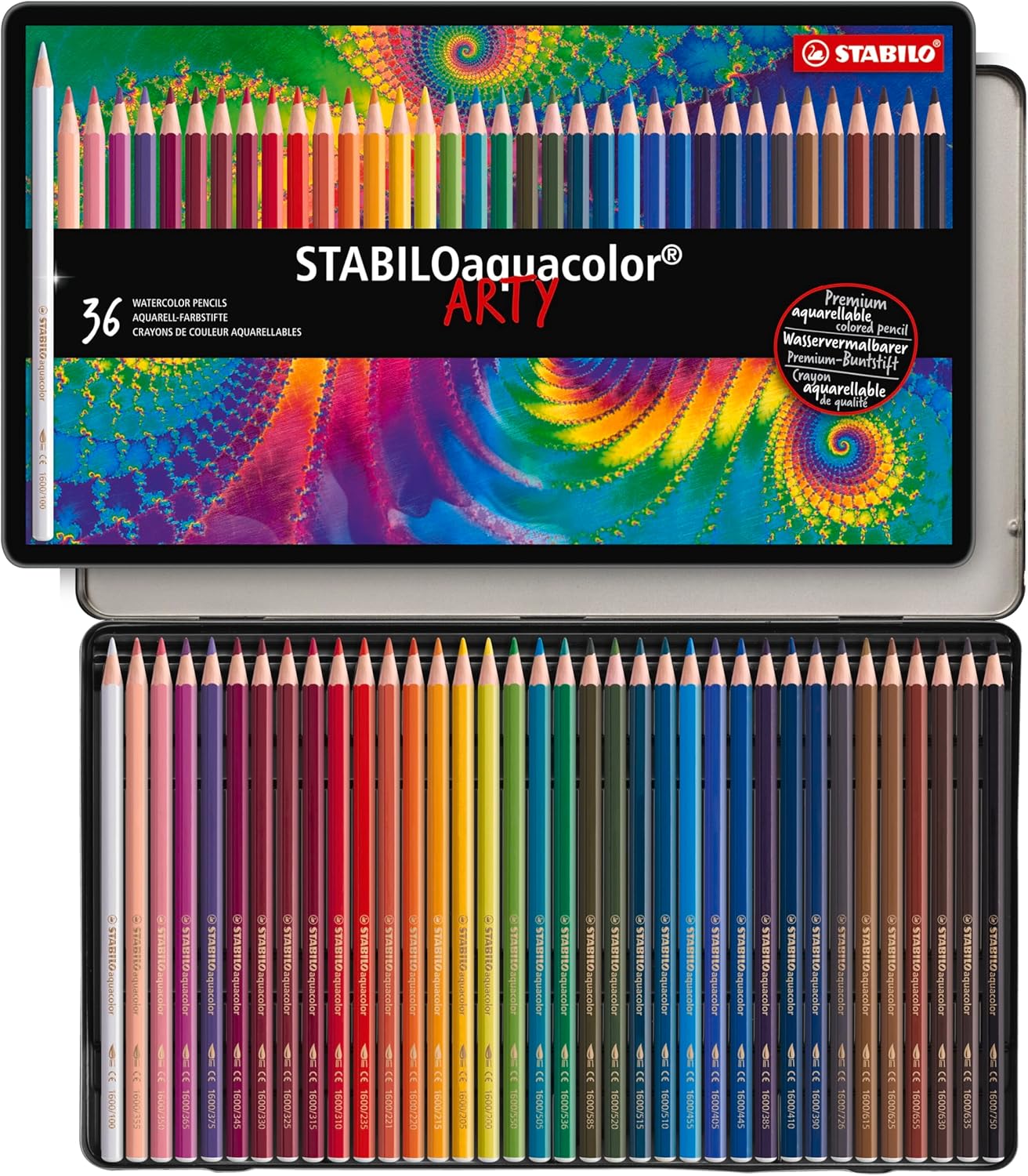 Detalle de STABILO aquacolor ARTY 36er Metalletui – Wasservermalbare Buntstifte