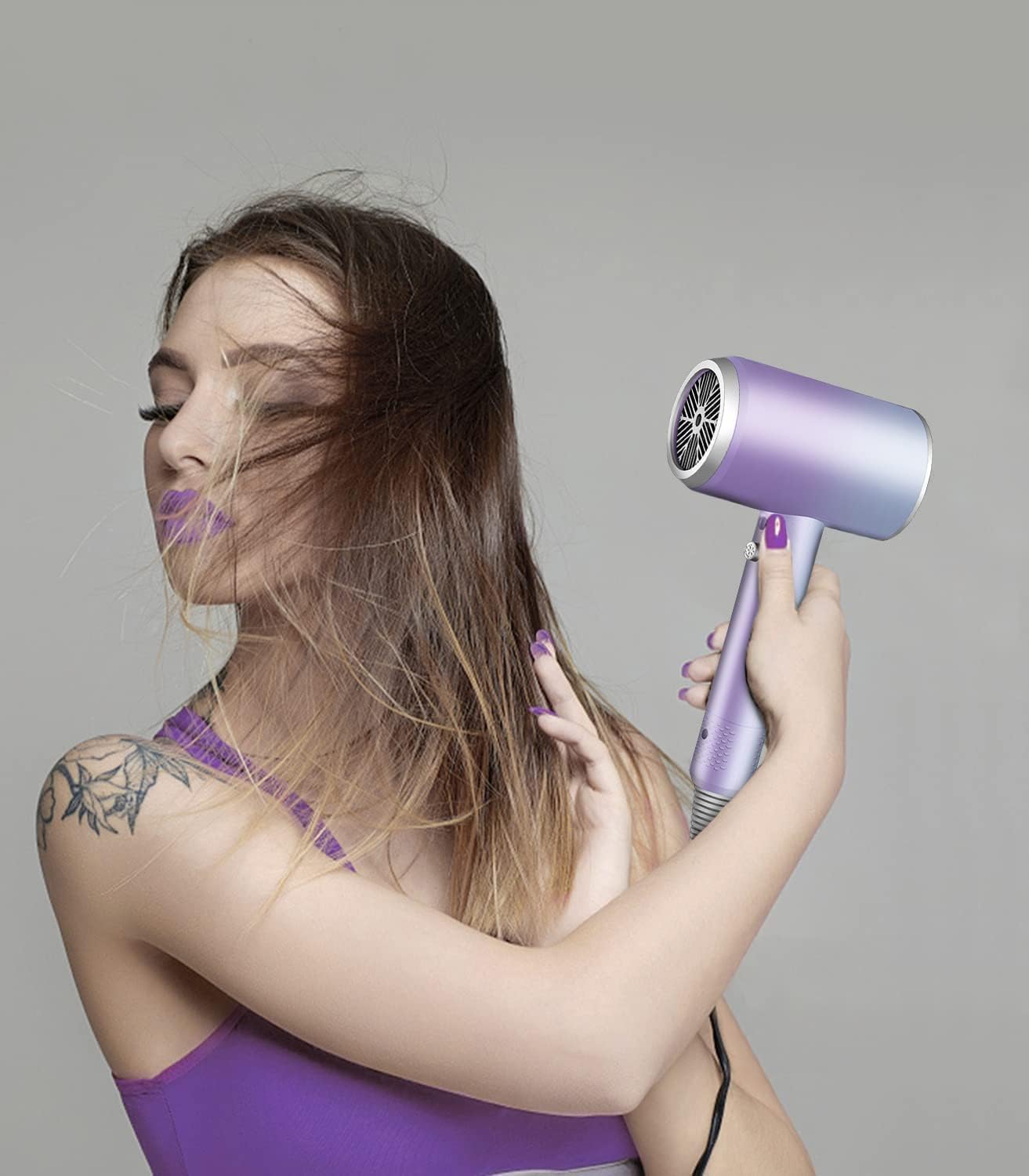 Detalle de Jooayou Hair Dryer 2000W: Fast Ionic Drying with Stand for Home, Travel and Salon