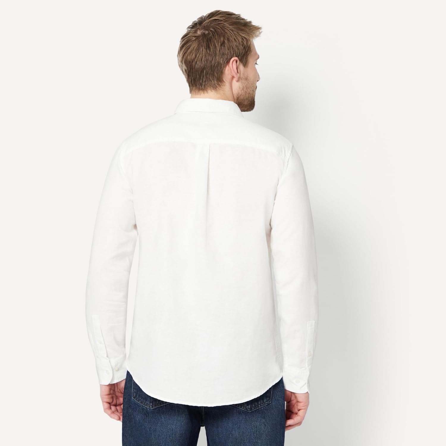 Detalle de Amazon Essentials Herren Langärmeliges Hemd aus Leinenmischgewebe – Regular Fit