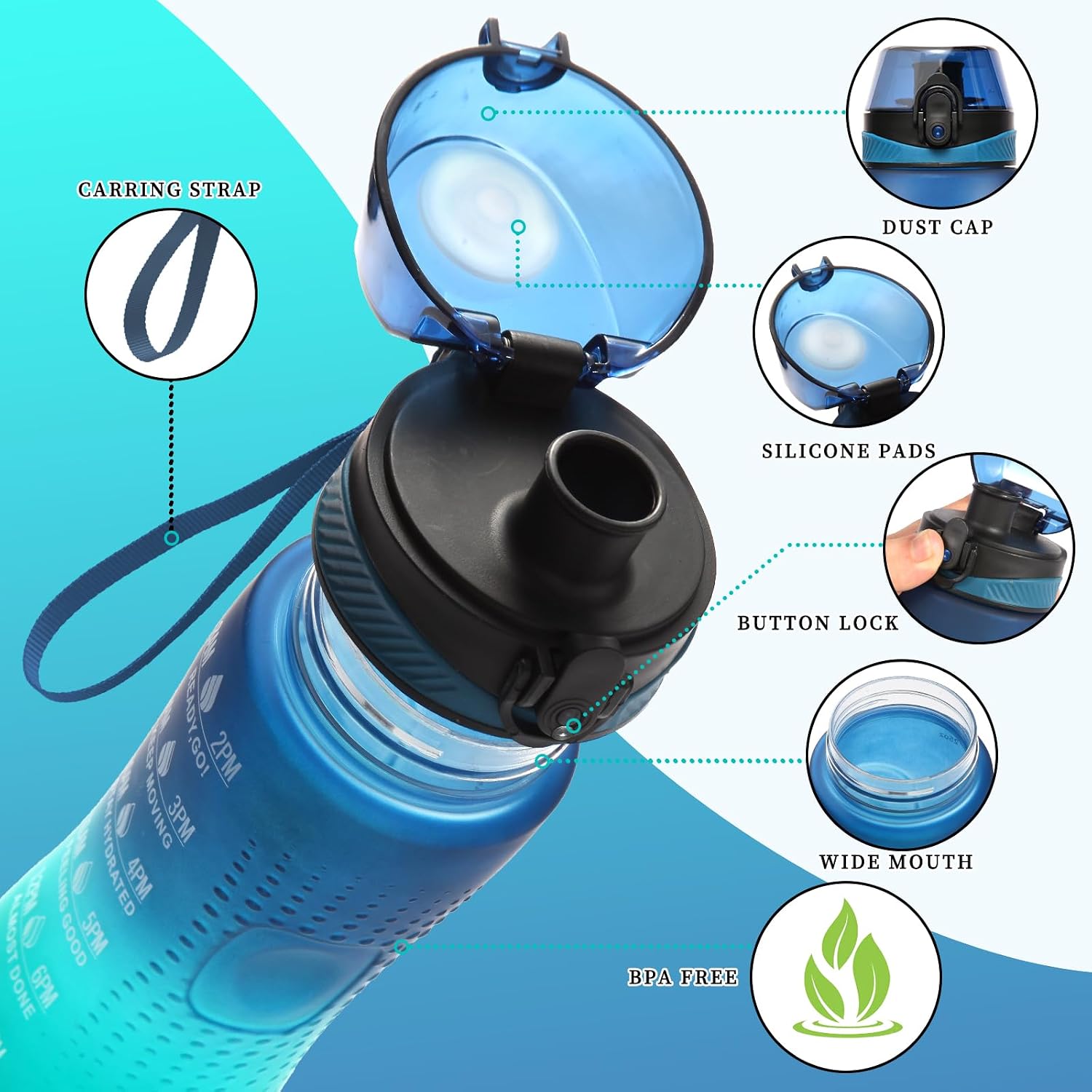 Thumbnail 1 de Binudum Trinkflasche Motivations Wasserflasche 750 ml