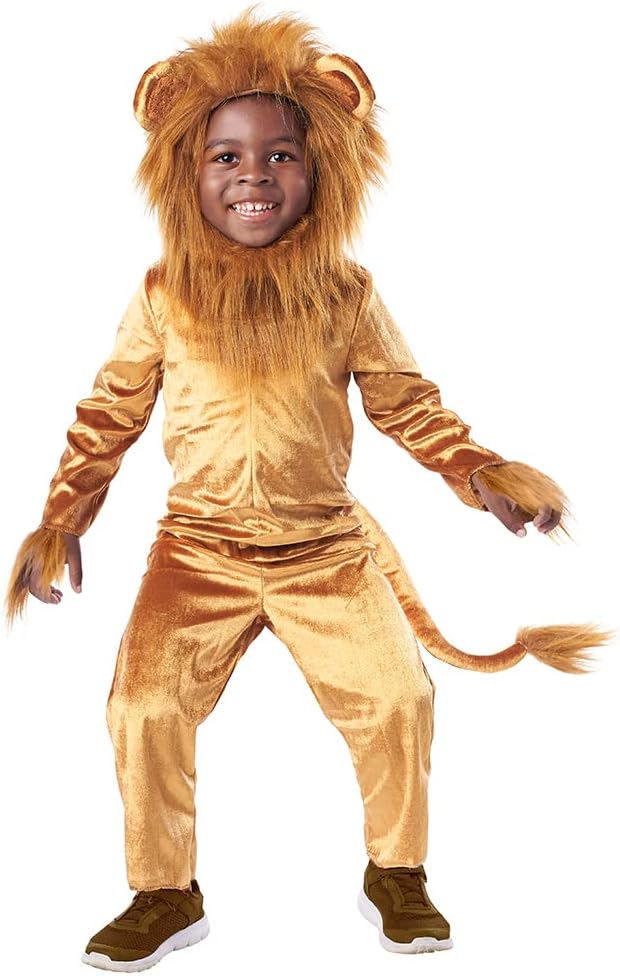 Detalle de Seasons Cuddly Lion Kids’ Halloween Costume Onesie, Gold, Size 10-12