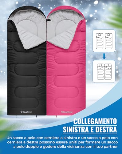 Detalle de KingCamp Sacco a pelo estivo per bambini e adulti - Nero con zip L