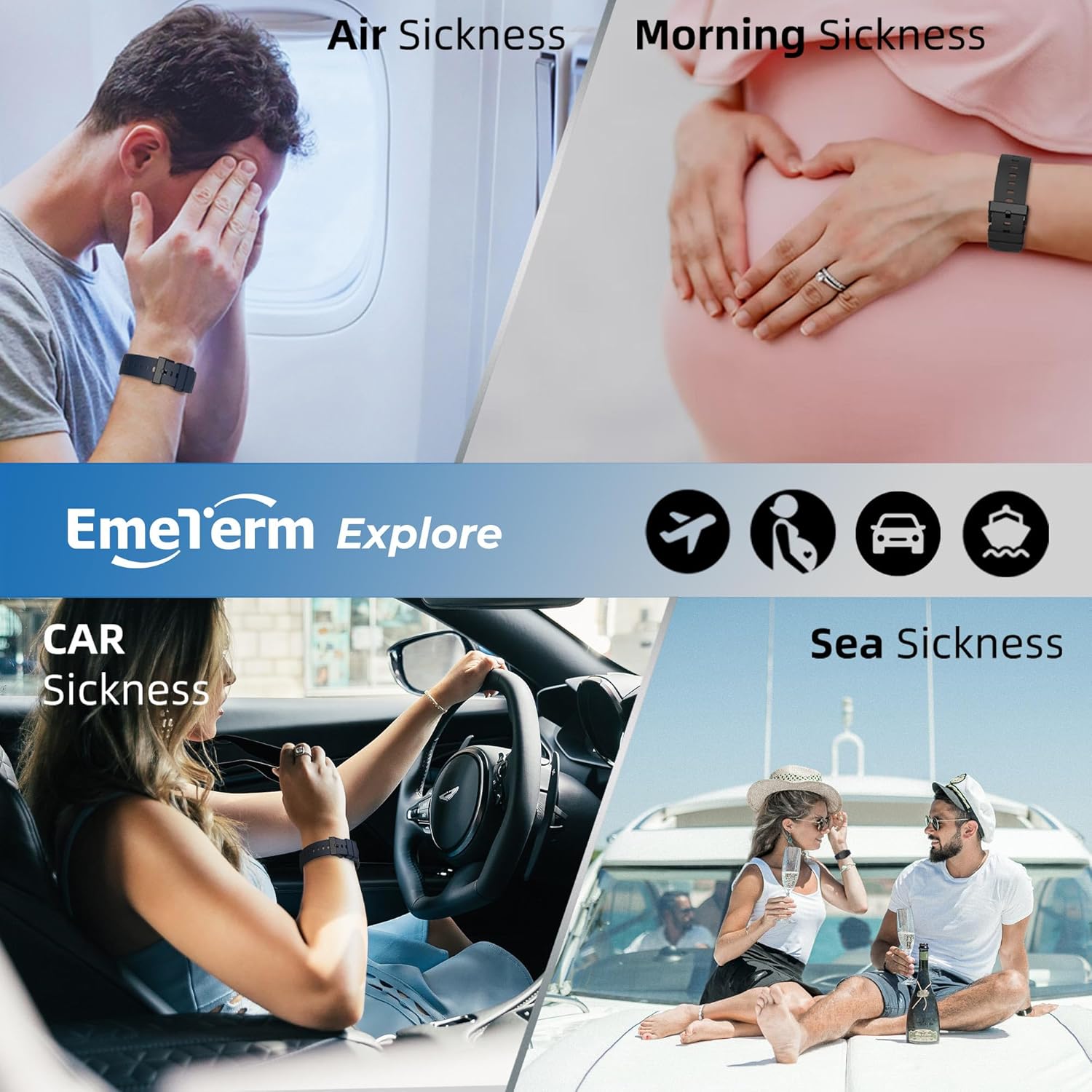 Thumbnail 6 de EmeTerm Explore Classic FDA-Cleared Anti-Nausea Wristband: Non-Drowsy Motion Sickness Relief