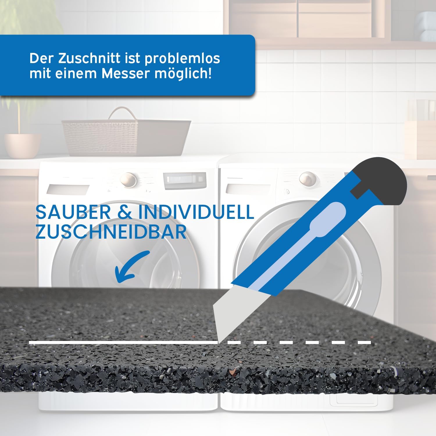 Detalle de kör4u Antivibrationsmatte 60x60x1cm – zuverlässige Schall- und Vibrationsdämpfung