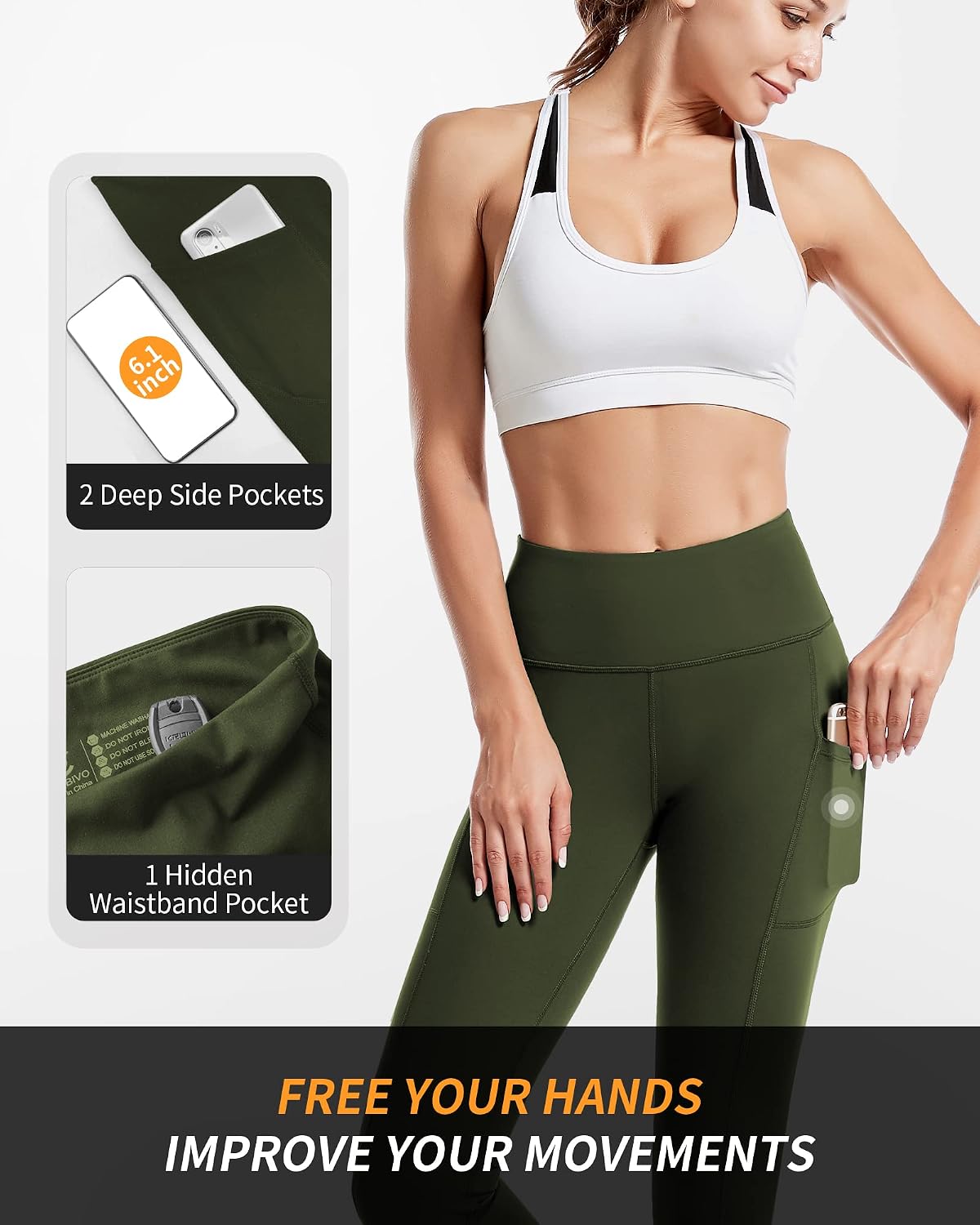 Detalle de CAMBIVO Leggins Sportivi Donna a Vita Alta con Push up e Tasche
