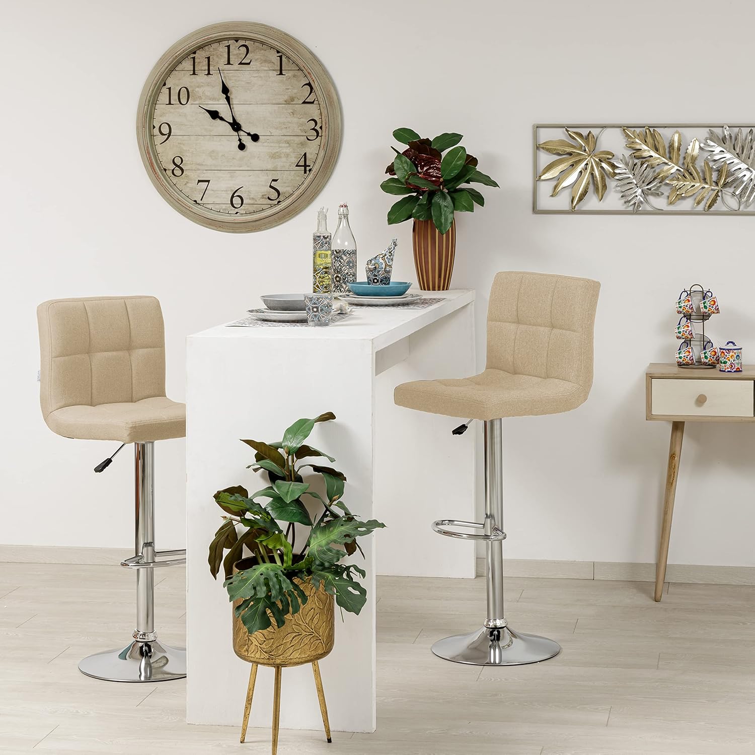 Detalle 2 de Baroni Home sgabello da bar 360° beige